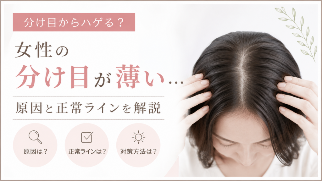 分け目からハゲる?と不安になる女性の分け目薄毛イメージ